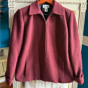 L.L. Bean Women's Deep Cranberry Red Wool Pea Coat